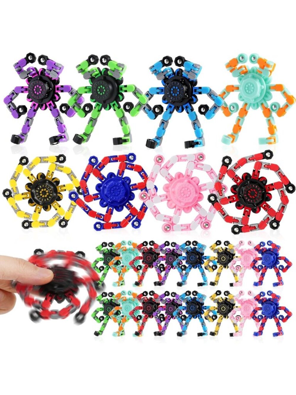 24PCS Transformable Fidget Spinners - Sensory Stress Relief Toys for Kids